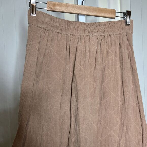 Nude Gauze Midi Skirt A Line Button Down Quilted Size S - Picture 5 of 8